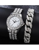 Diamond Women   Bracelet Watch Set Rhinestone Elegant Ladies Watches Gold Wrist Watches For Women relogio feminino