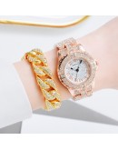 Diamond Women   Bracelet Watch Set Rhinestone Elegant Ladies Watches Gold Wrist Watches For Women relogio feminino