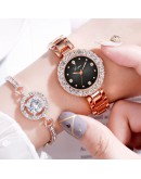 Lvpai  2 Pcs Set  Rose Gold Wristwatch  Women Bracelet Watches Casual Stylish Female Gift Clock Zegarek Damski