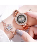 Lvpai  2 Pcs Set  Rose Gold Wristwatch  Women Bracelet Watches Casual Stylish Female Gift Clock Zegarek Damski