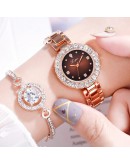 Lvpai  2 Pcs Set  Rose Gold Wristwatch  Women Bracelet Watches Casual Stylish Female Gift Clock Zegarek Damski