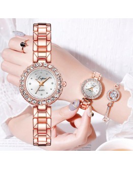 2pcs  Set Watch Lvpai  Women Watches Rose Gold Diamond Bracelet Watch  Jewelry Ladies Quartz Watch Dropshipping