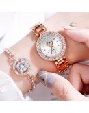 2pcs  Set Watch Lvpai  Women Watches Rose Gold Diamond Bracelet Watch  Jewelry Ladies Quartz Watch Dropshipping