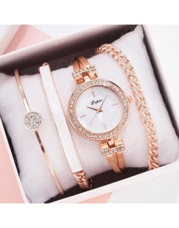 Lvpai   Rose Gold Diamond Women Bracelet Watches  Quartz Watches Ladies Casual Wrist Watch Set Dropshiping