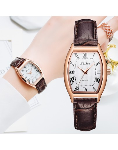 Simple Watches For Women Bracelet Leather Strap Oval Quartz Ladies Watch Women Clock Wrist Watch Relogio Feminino Brown Clock