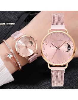  Ladies Watch Moon Stars Pattern Magnetic Women's  Watches Simple Arabic Numerals Dial Quartz Clock Montre Femme