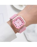 Sport Silicone Quartz Watch For Women Square Ladies Wrist Watch Arabic Digital Dial simple Pink Clock Reloj Mujer Dropshipping