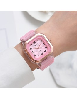 Sport Silicone Quartz Watch For Women Square Ladies Wrist Watch Arabic Digital Dial simple Pink Clock Reloj Mujer Dropshipping