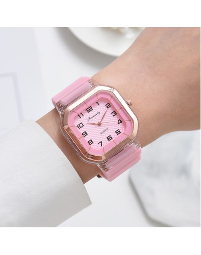 Sport Silicone Quartz Watch For Women Square Ladies Wrist Watch Arabic Digital Dial simple Pink Clock Reloj Mujer Dropshipping