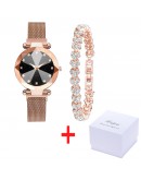 Dropshipping 2pcs Watch Bracelet Set With Box  Women Watches Magnet Watch  Diamond Bracelet Wristwatch reloj mujer