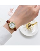 Lvpai   Women Simple Exquisite Roma Retro Watches Elegant Ladies Small Wristwatches Vintage Beige Leather Dress Watch