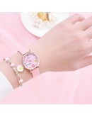 Gaiety  Women Watches Students Kids Children Pink Watch Girls Leather Hours Black Lovely Quartz Wristwatch Girl Clocks