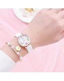 Gaiety  Women Watches Students Kids Children Pink Watch Girls Leather Hours Black Lovely Quartz Wristwatch Girl Clocks