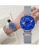  Women Quartz Watches Canvas Watchband Casual Ladies Watches Cartoon Dial Female Wristwatches Bracelet Set montre femme