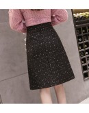 Winter Tweed Woolen Skirt Women Autumn Hight Waist Knee Length Midi Plaid Skirts Female Warm Skirt Faldas Plus Size Jupe Femme