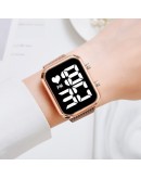  Digital Magnet Watches For Women Square Rose Gold Dress LED Ladies Quartz Watch Female Clock Reloj Mujer Dropshipping