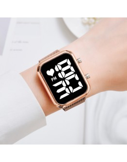  Digital Magnet Watches For Women Square Rose Gold Dress LED Ladies Quartz Watch Female Clock Reloj Mujer Dropshipping