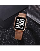  Digital Magnet Watches For Women Square Rose Gold Dress LED Ladies Quartz Watch Female Clock Reloj Mujer Dropshipping