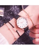  Watch Set Women 4pcs Quartz Wristwatch Leather Ladies Bracelet  Black Watch Casual Relogio Femenino Gift For Women