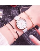  Watch Set Women 4pcs Quartz Wristwatch Leather Ladies Bracelet  Black Watch Casual Relogio Femenino Gift For Women