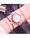  Watch Set Women 4pcs Quartz Wristwatch Leather Ladies Bracelet  Black Watch Casual Relogio Femenino Gift For Women