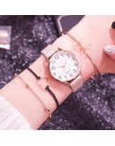  Watch Set Women 4pcs Quartz Wristwatch Leather Ladies Bracelet  Black Watch Casual Relogio Femenino Gift For Women