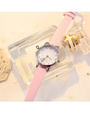 Kids Watches Students Children Pink Watch Girls Dress Leather Child Hours Cat Pattern Quartz Wristwatch Girl Gift Clocks Reloj