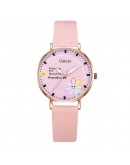 Gaiety  Watches For Women Cartoon Pattern Flowers Pink Watch Girls Students Leather Clock Lovely Quartz Wristwatch Gifts