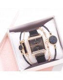  5pcs Women Watch Set Magnetic Rhinestone Square Watch Quartz Wristwatch Bracelet  Ladies Female Clock Reloj Mujer