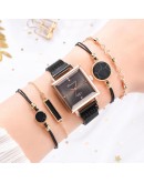  5pcs Women Watch Set Magnetic Rhinestone Square Watch Quartz Wristwatch Bracelet  Ladies Female Clock Reloj Mujer