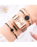  5pcs Women Watch Set Magnetic Rhinestone Square Watch Quartz Wristwatch Bracelet  Ladies Female Clock Reloj Mujer