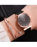 2pcs Set Top Style  Women's  Leather Band Analog Quartz WristWatch Ladies Watch Women Dress Reloj Mujer White Clock