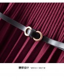 Irregular Pleated Knitted Dress Autumn Winter  Simple Hit Color Temperament   Elegant Sweater Dresses Women