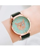  Watch Women Leather Watch Unique Cat Pattern Ladies Simple Quartz Bracelet Wristwatch Women Black Clock Relogio Feminino