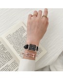  Women Square Wrist Watch Crystal Bracelet Leather Rhinestone Designer Ladies Black Clock Simple Dress Gfit Montre Femme