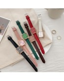  Women Square Wrist Watch Crystal Bracelet Leather Rhinestone Designer Ladies Black Clock Simple Dress Gfit Montre Femme