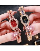  Watch For Women Ladies Watch Bracelet Square Watch Full Diamond Ladies Wrist Watch  Casual Starry Sky Clock