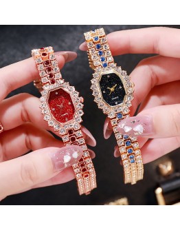  Watch For Women Ladies Watch Bracelet Square Watch Full Diamond Ladies Wrist Watch  Casual Starry Sky Clock