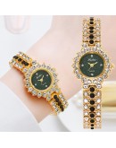 Diamond Women Watch  Rhinestone Elegant Ladies Watches Green Dial Bracelet Clock Wrist Watches For Women Relogio Feminino