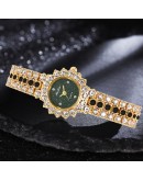 Diamond Women Watch  Rhinestone Elegant Ladies Watches Green Dial Bracelet Clock Wrist Watches For Women Relogio Feminino