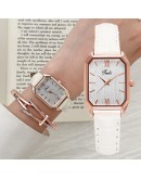  Watch For Women Casual Leather Belt Watches Simple Ladies' Square Dial Quartz Clock Dress White Wristwatches Reloj Mujer