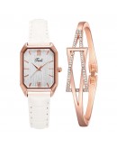  Watch For Women Casual Leather Belt Watches Simple Ladies' Square Dial Quartz Clock Dress White Wristwatches Reloj Mujer