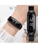  LED Women Magnetic Bracelet Watches Rose Gold Digital Dress Watch Quartz Wristwatch Ladies Clock relogio feminino