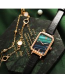 Watch Women  Rectangle Dial Dress Bracelet Watches Set Ladies Leather Band Quartz Wristwatch Female Clock Zegarek Damski