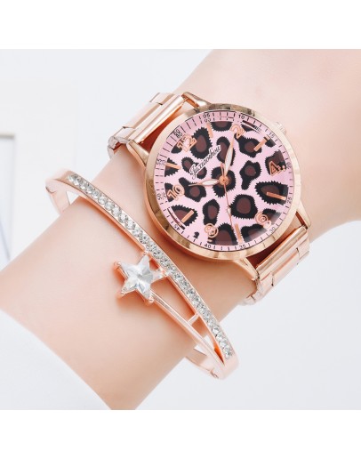 Women   Watch Leopard Pattern Rhinestone Elegant Ladies Watches Gold Clock Wrist Watches For Women relogio feminino