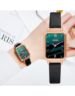  Women Romantic Rectangular Dial Wrist Watch Leather Rhinestone Designer Ladies Clock Simple Dress Gfit Montre Femme