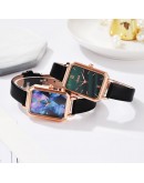  Women Romantic Rectangular Dial Wrist Watch Leather Rhinestone Designer Ladies Clock Simple Dress Gfit Montre Femme