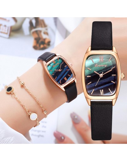 Bravura  Exquisite Small Simple Women Rectangle Watches Retro Leather Female Clock Watches For Women  Wristwatches