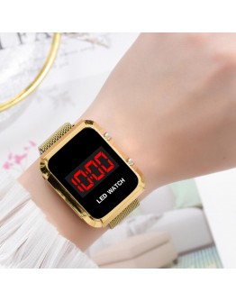  LED Women Watch Sports Magnetic Watches For Women Ladies Wristwatch Gold Mesh Dress Female Clock Gifts zegarek damski