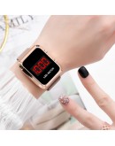  LED Women Watch Sports Magnetic Watches For Women Ladies Wristwatch Gold Mesh Dress Female Clock Gifts zegarek damski